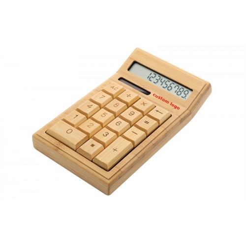 Solar Power Bamboo Calculator Multifunctional OEM Logo Free IBW-BT001